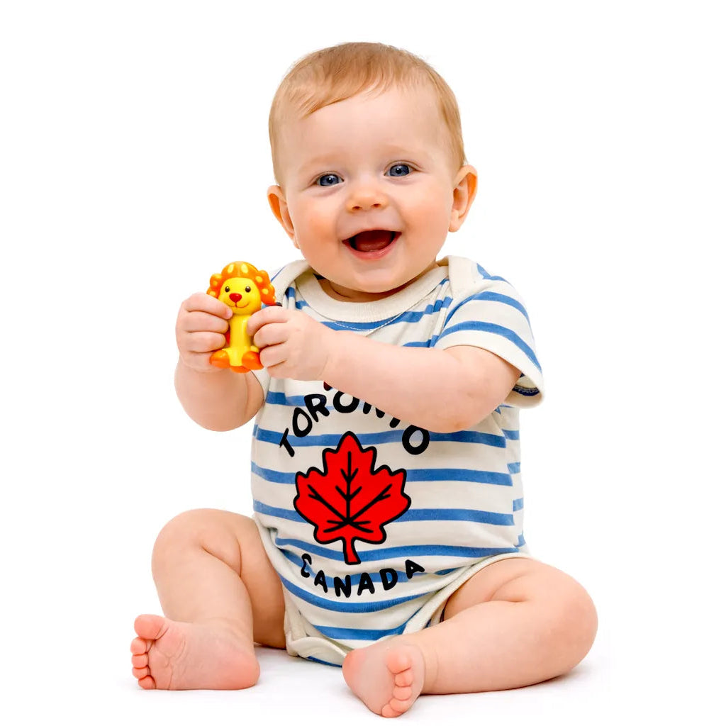 Toronto Canada Maple Leaf with Stripes Baby Bodysuit - front
